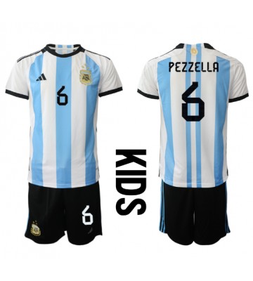 Argentyna German Pezzella #6 Koszulka Podstawowych Dziecięca MŚ 2022 Krótki Rękaw (+ Krótkie spodenki)